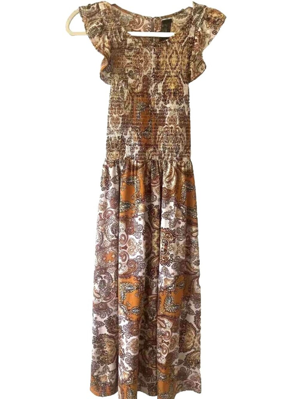 whimsey Fairy Code x Mode Sleeveless Multicolored Smock Paisley Print Midi Dress